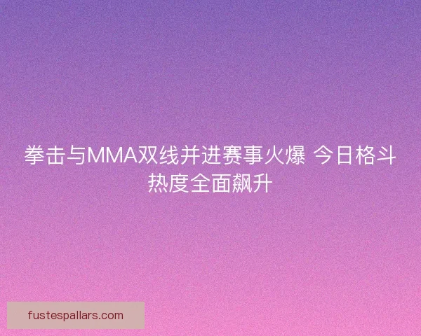 拳击与MMA双线并进赛事火爆 今日格斗热度全面飙升