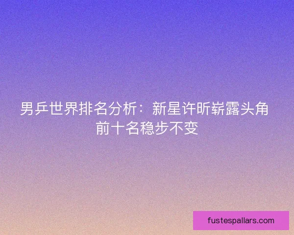 男乒世界排名分析：新星许昕崭露头角 前十名稳步不变