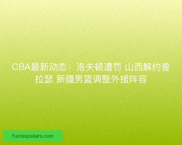 CBA最新动态：洛夫顿遭罚 山西解约普拉瑟 新疆男篮调整外援阵容